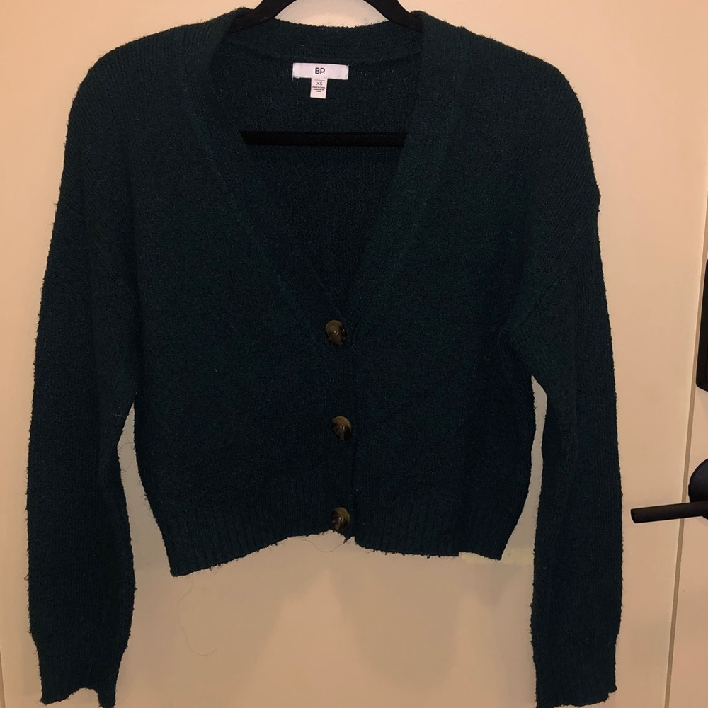 BP Women's Deep Green Button-Up Cardigan